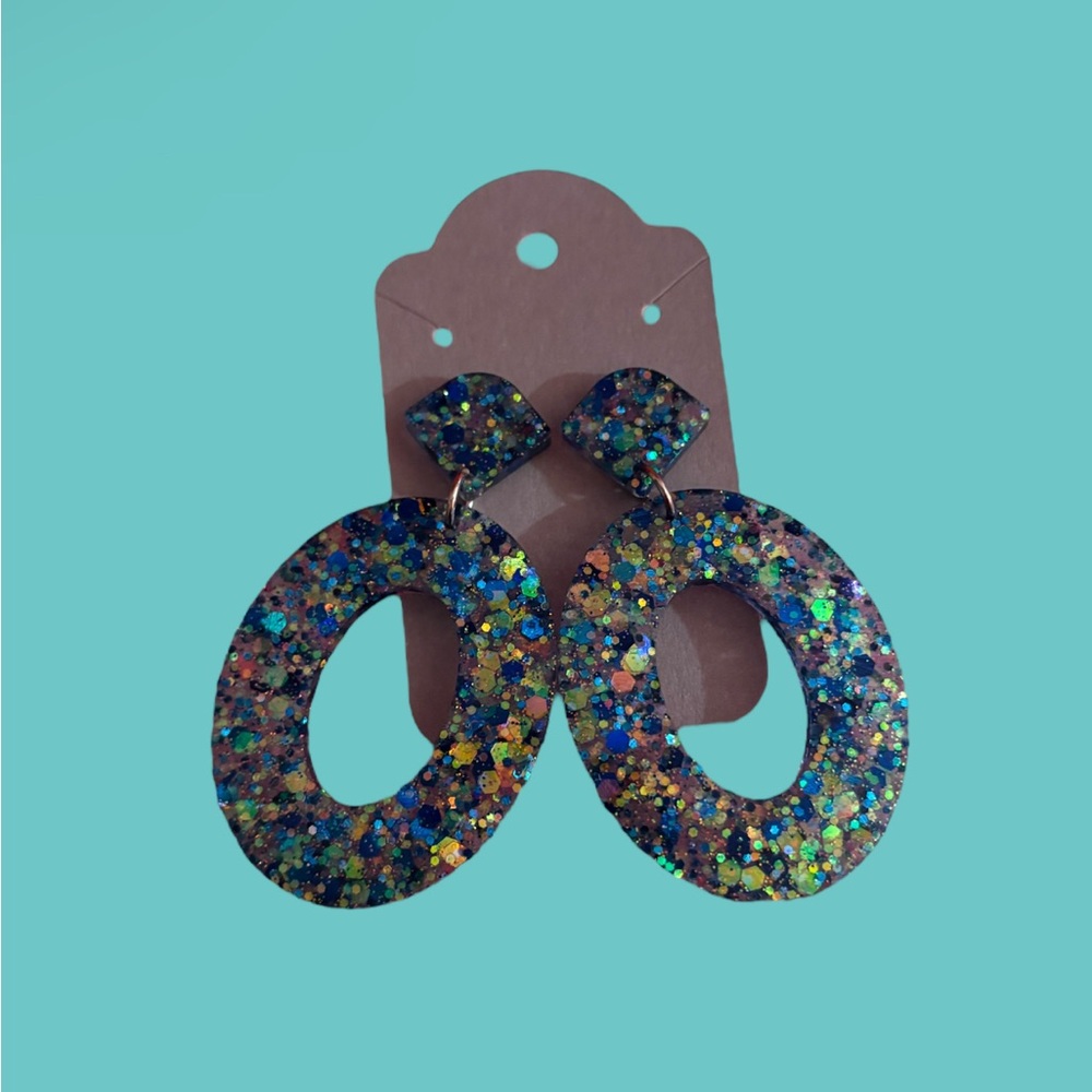 Blue sparkly earrings